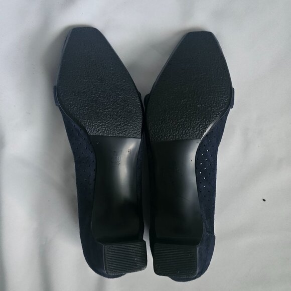 Vaneli Navy Blue Suede Buckle Square-Toe Low Kitten Heel Pumps Women's Size 9M - Picture 11 of 14